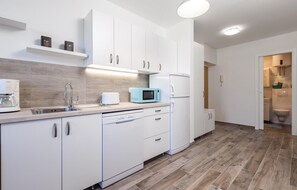 Fridge, oven, dishwasher, coffee/tea maker