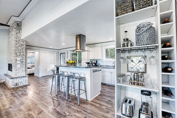 Fridge, microwave, oven, stovetop - Lake Escape w/ Private Dock & Spa-like amenities (Iron Mountain)