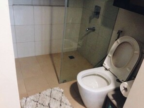 Shower, bidet, toilet paper