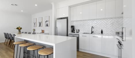 Fridge, microwave, oven, dishwasher