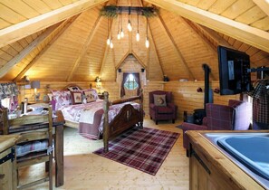 Mökki, 1 makuuhuone (Pine Cone Lodge) | Ylelliset vuodevaatteet, vuodevaatteet