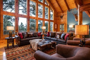 Smart TV, fireplace, video games, DVD player