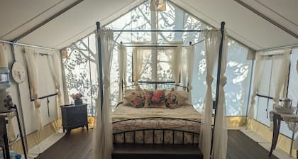 No Fees! Riverfront Glamping Tent on Mini Donkey Ranch!