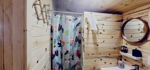Shower, towels, toilet paper