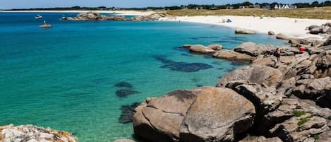 Plage, chaises longues