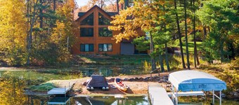 6000 sq ft Whitefish Lake Chain home with year around hot tub & gym!