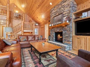 Smart TV, fireplace, table tennis, books