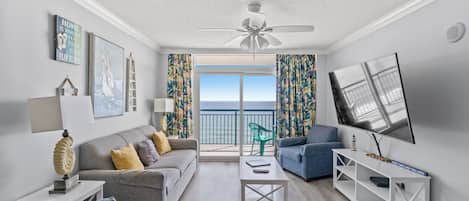Deluxe Condo, 3 Bedrooms, Balcony, Oceanfront (1202) | Living area | TV