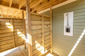 Combined shower/bathtub, hair dryer, towels, soap - Clean home on quiet street/Walk to beach & shops/Small, non-shedding dogs  (Oak Island)