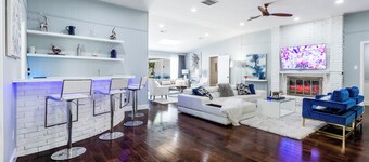 Modern Home with a Firepit, Heated Pool & Spa