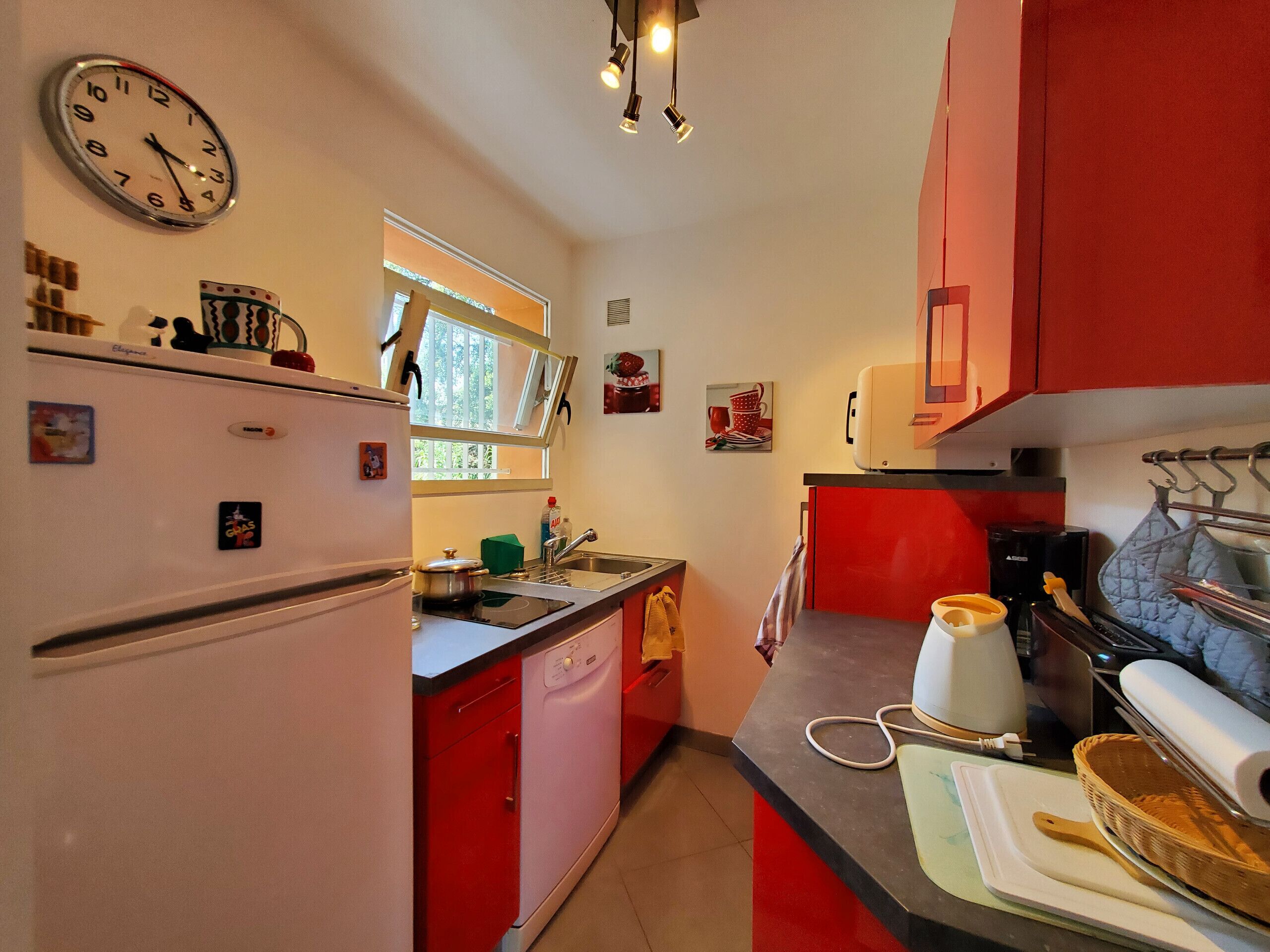 Réfrigérateur, micro-ondes, lave-vaisselle, cafetière/bouilloire