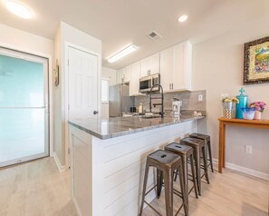 Fridge, microwave, oven, dishwasher