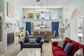 Smart TV, DVD player, streaming services, stereo