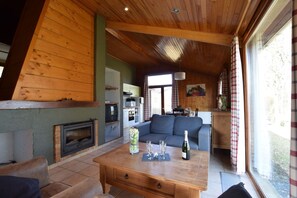Smart TV y chimenea 