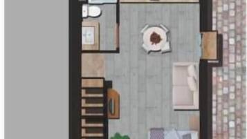 Una habitación con cama, escritorio, silla, una mesita y ventana.