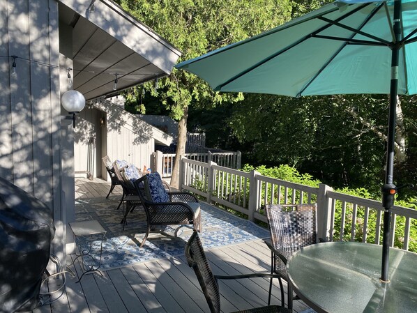 Outdoor dining - NEW LISTING!  Wildwood on Walloon 6 Bedroom condo with a 2 min walk to the lake! (Boyne City)