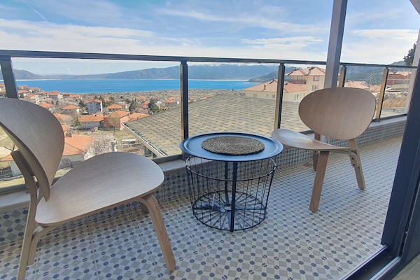 Monolocale Deluxe, vista lago | Biancheria in cotone egiziano, biancheria da letto di alta qualità