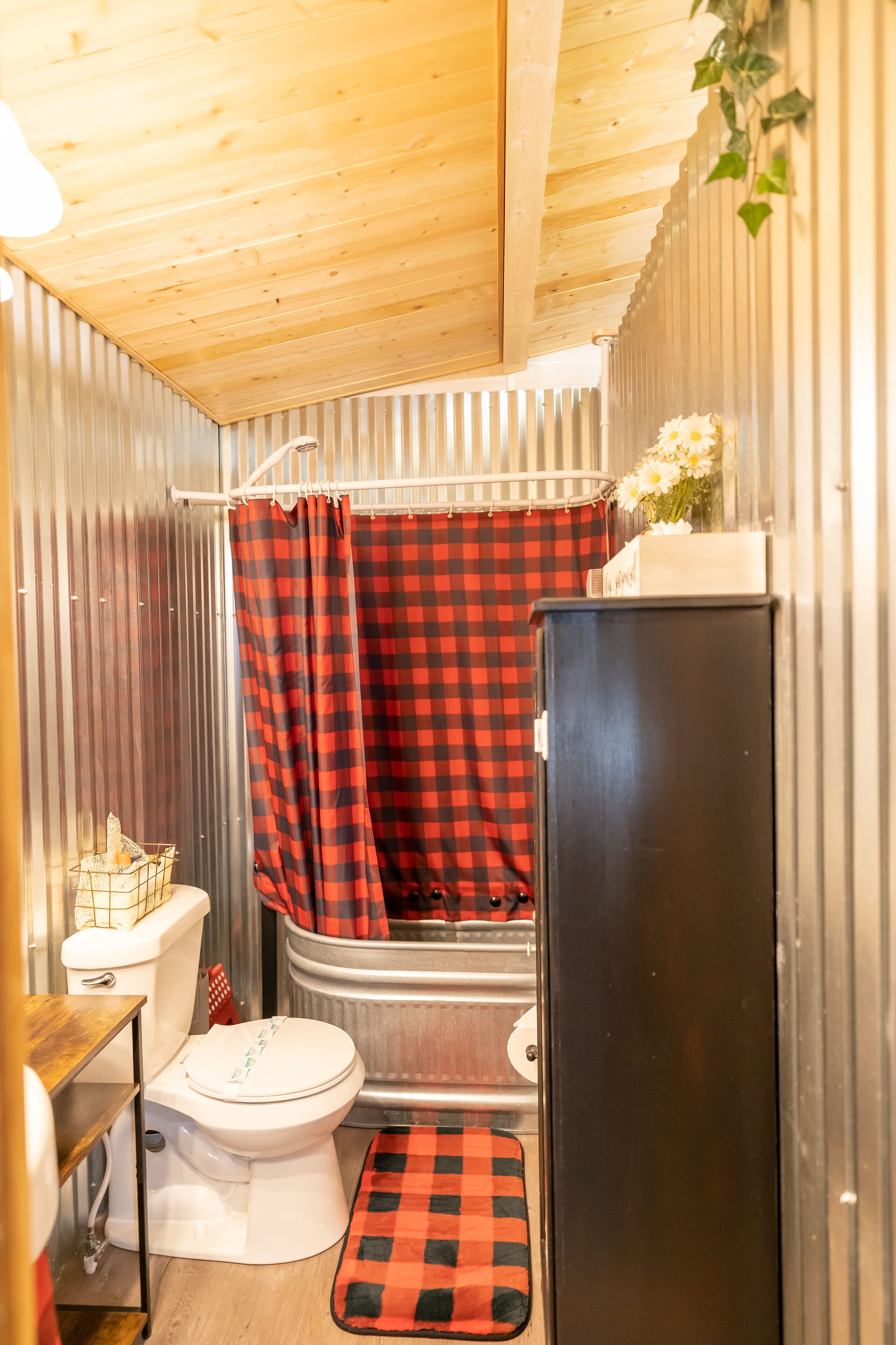 Combined shower/bathtub, hair dryer, towels, soap