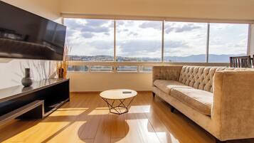 TV, books, stereo, offices