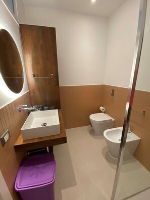 Dusche, Haartrockner, Bidet, Handtücher