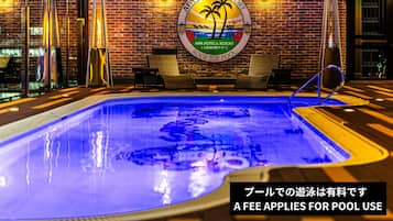 Seasonal outdoor pool, open 9:00 AM to 10:00 PM, pool loungers