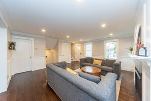 Smart TV, fireplace, foosball, stereo