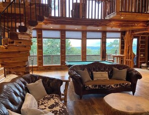 Smart TV, chimenea y libros 