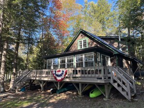 Exterior - Cozy Sebec Lake front cabin with dock and fire pit (Bowerbank)