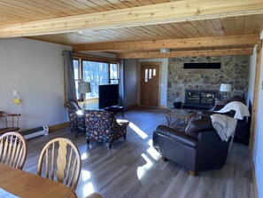 Smart TV, fireplace, DVD player