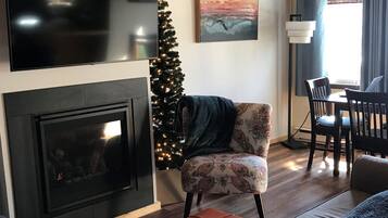 智能电视、壁炉、书