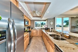 Coffee/tea maker, toaster, dining tables