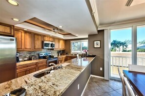 Coffee/tea maker, toaster, dining tables