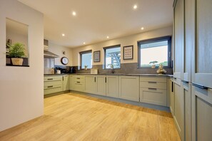 Fridge, microwave, dishwasher, electric kettle
