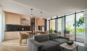 Villa - 1 soveværelse - havudsigt | Opholdsområde
