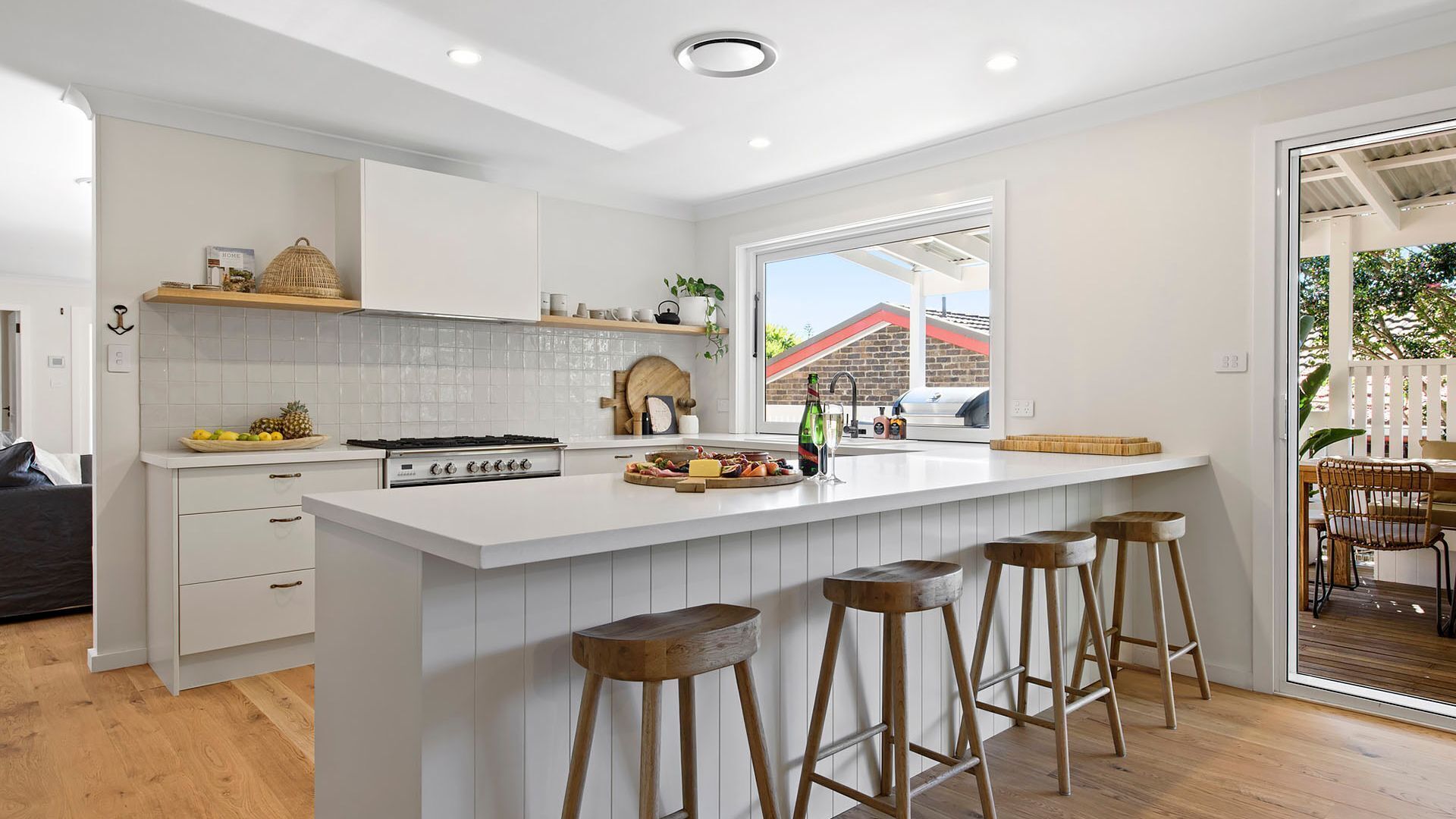 Stovetop, dishwasher, coffee/tea maker, dining tables