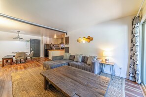 Télévision, cheminée, baby-foot, table de tennis de table