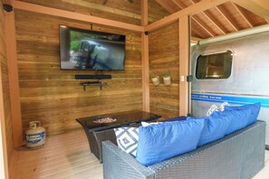 Smart TV, chimenea y reproductor de DVD