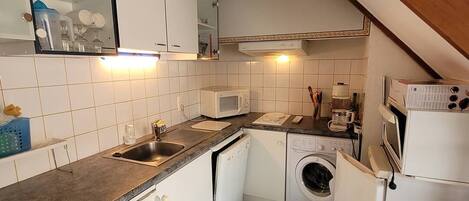 Fridge, microwave, oven, toaster