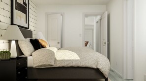 2 makuuhuonetta, työpöytä, silitysrauta/-lauta, ilmainen Wi-Fi