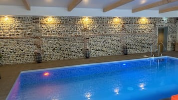 Indoor pool, open 8:00 AM to 8:00 PM, sun loungers