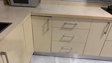 Apartment | Private kitchen | Fridge, microwave, oven, stovetop