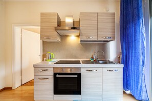 Fridge, oven, stovetop, coffee/tea maker