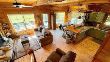 Smart TV, fireplace, table football