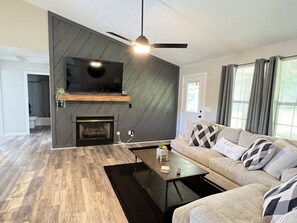 TV, fireplace, DVD player