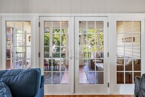 House, Multiple Beds, Fireplace | Living room | 40-inch TV with digital channels, fireplace - Happy Daze (Rehoboth Beach)