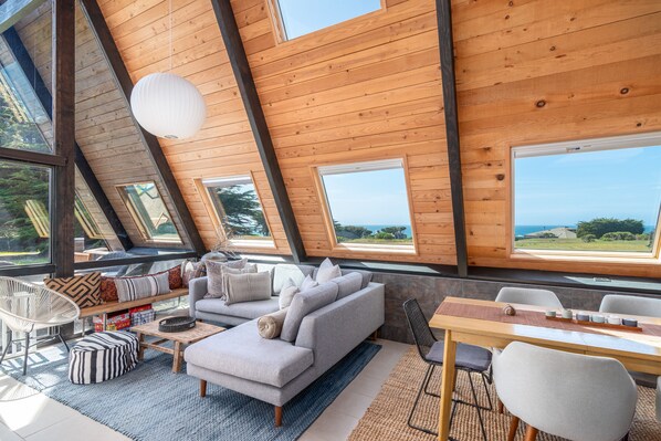 House, Multiple Beds, Hot Tub, Ocean View | Living area - Meadow Lark (Sea Ranch)