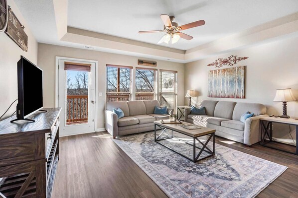 Condo, Multiple Beds, Patio, Mountain View (Oak Lane Escape) | Living area - Oak Lane Escape - Branson - Resort Condo on Golf Course w/ Endless Amenities (Branson West)