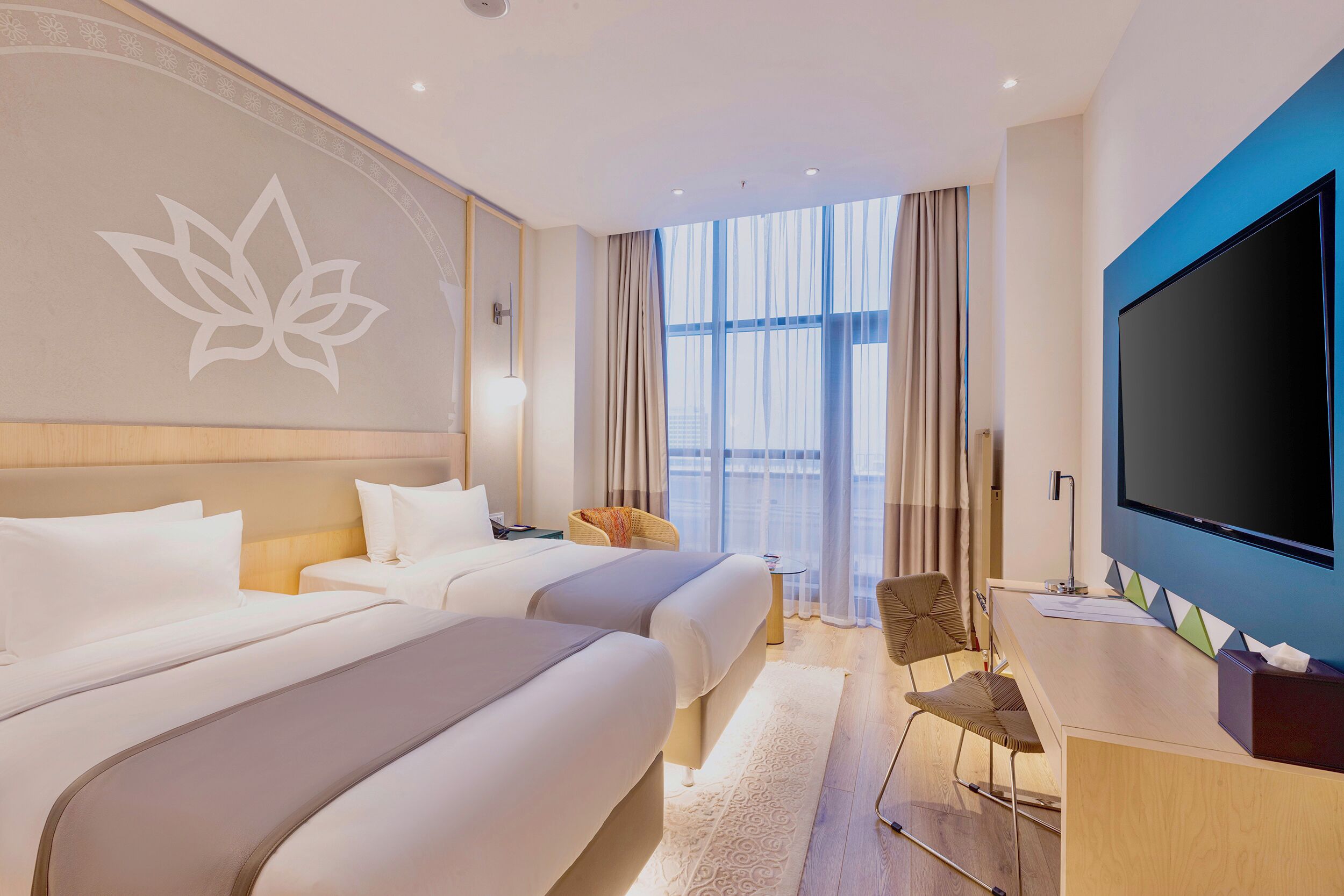 Twin kamer, 2 eenpersoonsbedden | Luxe beddengoed, pillowtop-bedden, een minibar, een kluis op de kamer