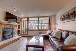 Condo, 1 Bedroom | Living area | TV, fireplace - Vs348 Village Square 1 Br 1 Ba 1 Bedroom Condo by RedAwning (Copper Mountain)
