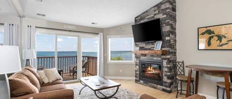 TV, fireplace, streaming services, offices